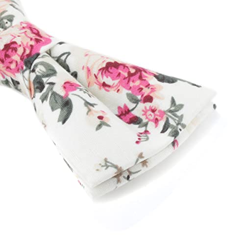 Fangfu Men's Cotton Floral Printing Bow Tie Pre-Tied Bow Tie (330), Medium #TOP3