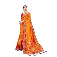 MANOHARI Women’s Silk Blend Saree With Blouse Piece