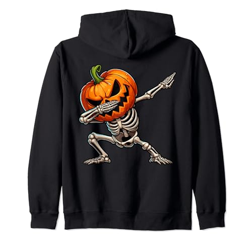 Calabaza aterradora de esqueleto de Halloween Sudadera con Capucha