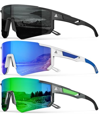 QALLY Polarized Sports Sunglasses for Men Women, UV400 Protection Mens Sunglasses Wrap Around Sun...