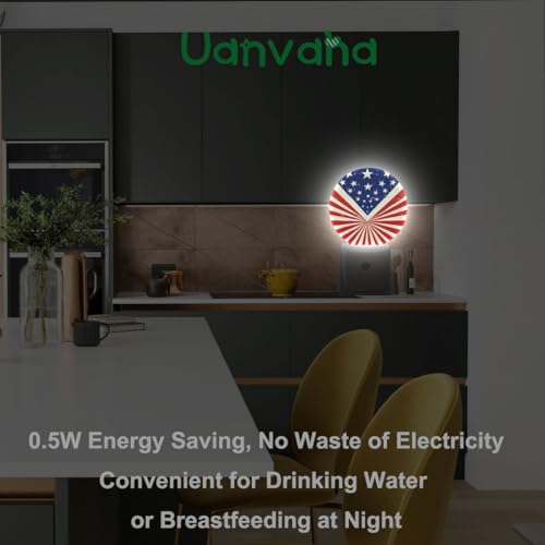 Image of Retro American Flag Night Lights Plug into Wall Patriotic LED Dusk to Dawn Plug-in Nightlight Auto Sensor for Bedroom Bathroom Hallway Living Room