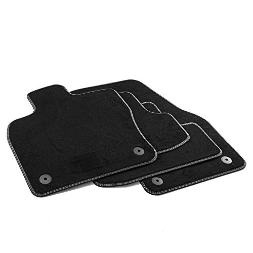 Tapis Audi Q2 sur mesure MTM PRO-7225 en velours noir avec double surpiqûre chromée