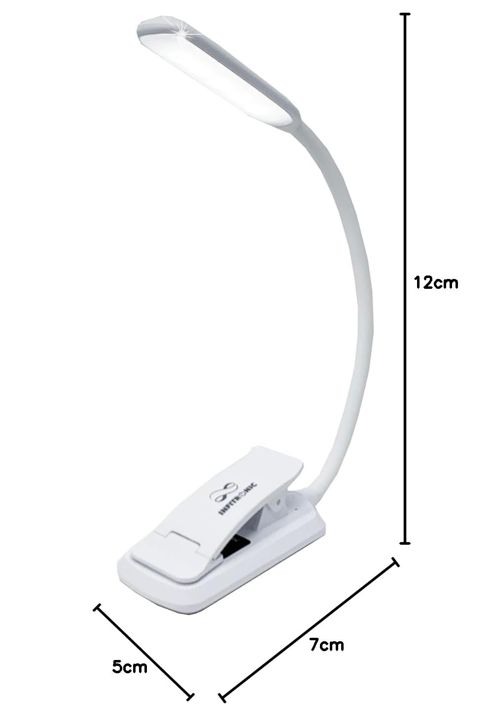 Infitronic IN9LEDNLPRO2W 9 LED Buchlampe Klemmlampe – 3 Farbmodi, stufenlos dimmbar, Augenschutz Leselampe mit 360° Schwanenhals, USB wiederaufladbar, Bettlampe für Bett, Kindle & Reisen