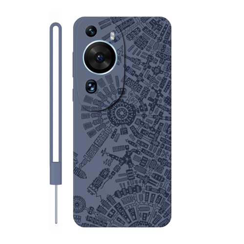 Sunrive Funda Compatible con Huawei P60 Art,Slim Fit Gel Mate Carcasa Case Bumper de Impactos Espalda Cover (Gris)+1 X Correa