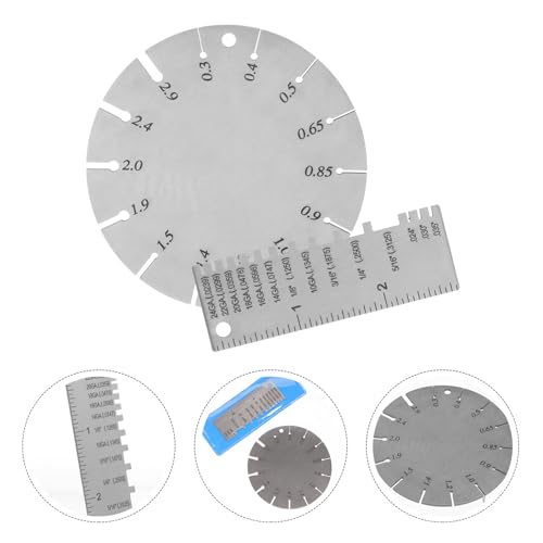 FUOYLOO 2 piezas Calibrador de espesor de metal de acero inoxidable, herramienta doble cara para inspección de soldadura y medición precisa de chapa y núcleo sólido miniatura 7
