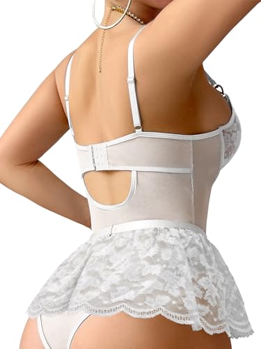 Image of Lilosy Sexy Lingerie Set 3 Piece Women Corset Bodysuit Skirt