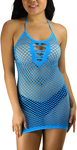 Image of ToBeInStyle Women's Stretch See Through Fishnet Novelty Mini Rave Party Dress