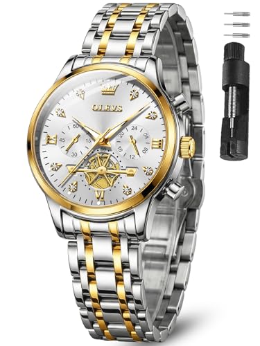 Image of OLEVS Watch Women Silver Watches for Women Luxury for Small Wrists Dress Stainless Steel Women's Wrist Watches Easy to Read Reloj para Mujer Black /Blue /Gold /Green /Pink /Purple
