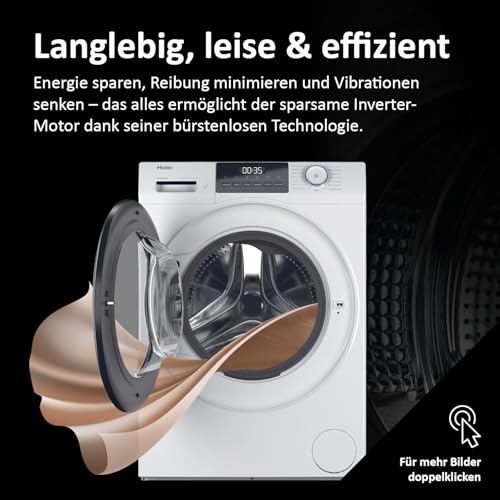 Offene Edelstahl-Trommel der Haier HW70-BP14929BU1 mit Pillow-Design - Detailansicht von Haier HW70-BP14929BU1 7kg Test �...