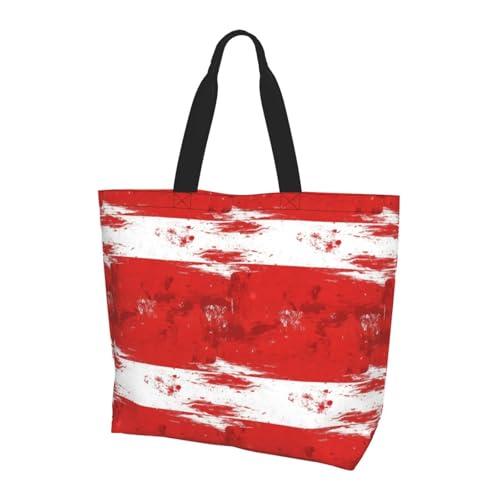 Supdreamc Waterproof Beach Tote Bag for Women, Austrian Grunge Flag Lightweight Shoulder Handbag for Summer