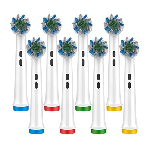 DentaPro 8 Pack Cross Clean Replacement Heads Compatible with Braun Oral B Electric Toothbrush - Replacement Brush Heads for Most Braun Oral B Toothbrushes