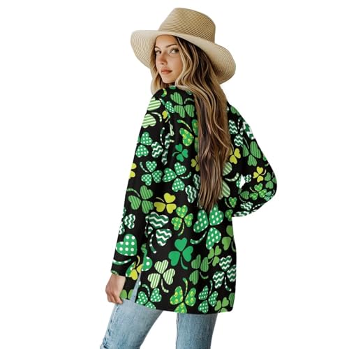 Image of Womens Open Fron Cardigan Sweaters Long Sleeve Oversized Casual Tops Loose Lightweight Daily Coats with Pockets