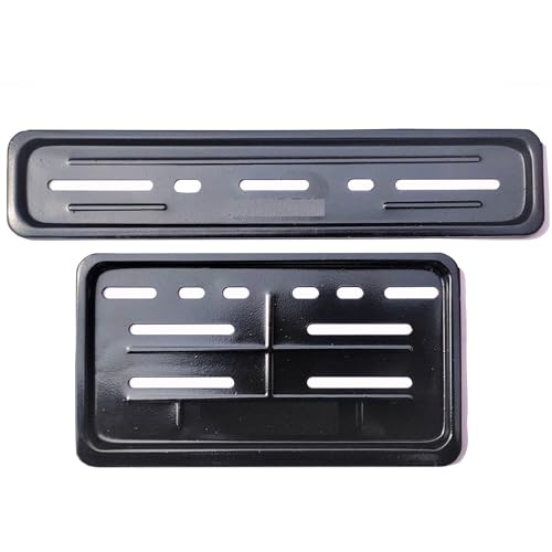 Image of Ramanta Heavy Metal Number Plate Frame for Bikes HSRP | IND Licence Number Plate Frame Cover Front & Rear Universal Standard Size for All Motorcycles & Scooter (Size 30 cm x 12 cm, Black) Set of 2