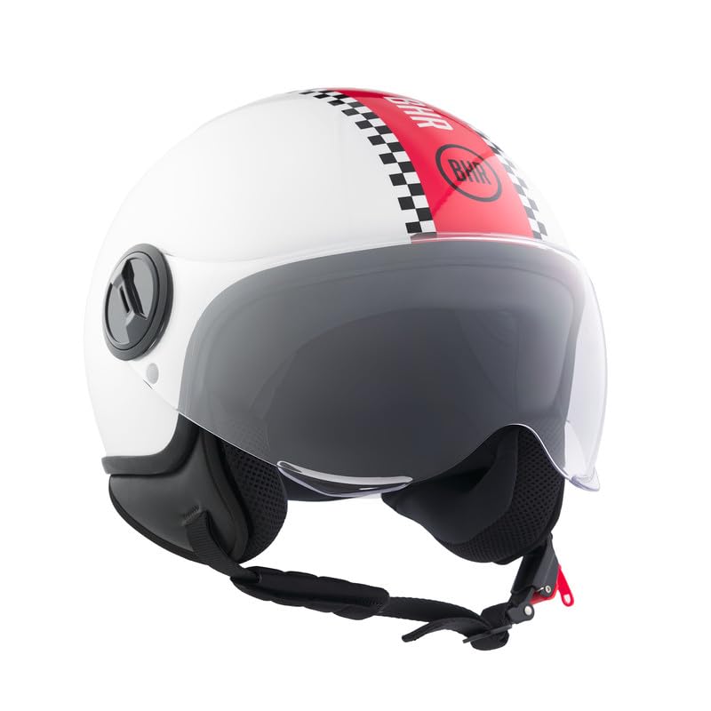 BHR Demi-Jet 835 Special kask na skuter, dopuszczony do użytku przez ECE 22.06, z wizjerem zapobiegającym zarysowaniom, wyzwalaniem mikrometrycznym i wyjmowanym wyposażeniem wewnętrznym