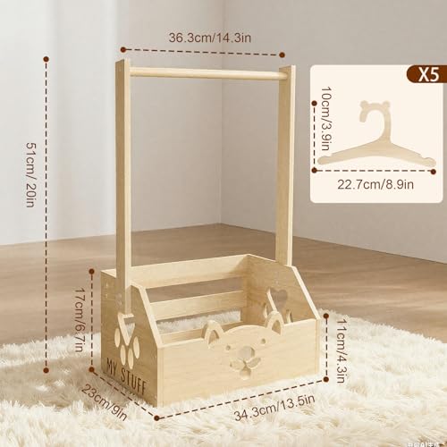 IDUNSEED Geschenk Korb mit Griff,34x23x17cmHolzkiste Geschenk,Aufbewahrungskorb mit Hängestangen, Kleiderständer für Organisation und Aufbewahrung