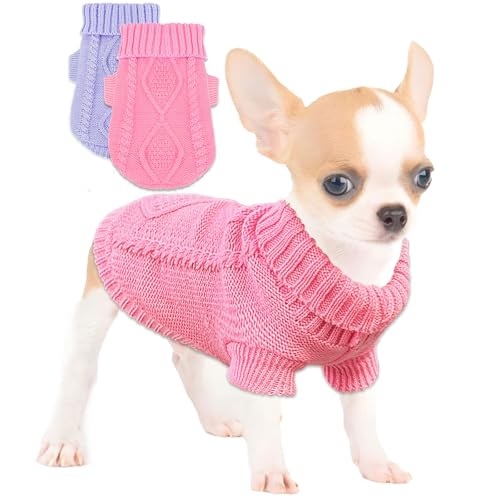 2 Pieces Puppy Sweater Dog Sweater for Small Dogs...