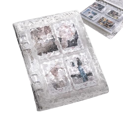 SVCEQZE A5リングファイル カード収納 18.5x3x23cm 透明クリアなポケットページ10枚付き 最大40枚収納可能 トレーディングカード整理や写真アルバム作成に最適 スクラップブッキングやプリクラ整理 メモやレシピの管理にも便利な水晶波?デザ