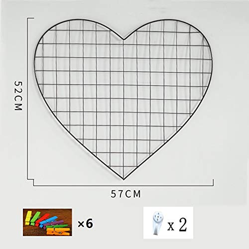 ShouYu Panel de pared para fotos, panel de rejilla multifunción, organizador de tableros, Corazón de color negro., 57×52cm