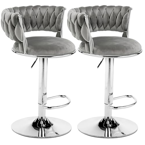 LEADZM Tabouret de Bar Lot de 2, Chaise de Bar Haute Cuisine, Tabouret Reglable en Hauteur en...