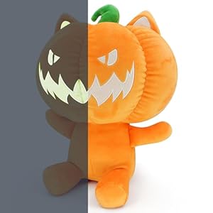 Cute halloween pumpkin head plush toy glow in the dark super soft pumpkin doll for halloween decoration and gift  urban country home decor