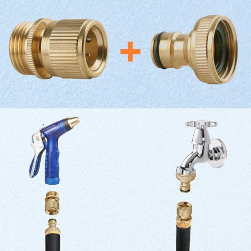 GOLD DEER Garden Hose Quick Connect Solid Brass Quick Connect Fittings Water Hose Connectors 3/4 inch GHT Hose Fittings Hose Attachments Pressure Washer Adapter 2Set,2Female and 2Male - Image 2