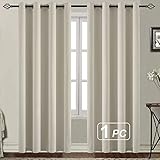 Yakamok Room Darkening Drapes Home Fashion Thermal Insulated Solid Grommet Single Blackout Curtain for Bedroom,Light Beige, 52x84-inch,1 Panel