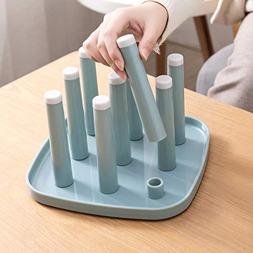 Bppyvct Cup Drying Rack Coffee Mug Tea Cup Drinking Glass Drying Drain Rack Holder Organizer, 9 Cups Drying Holder Rack, for Home Kitchen Bar (Blue) - Thumbnail 5