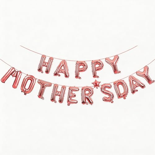 Mother Day Decorations - Happy Mothers Day Balloons Banner | Rose Gold Mothers Day Balloons for Mom Themed Party | Happy Mothers Day Party Supplies Decor Decorations
