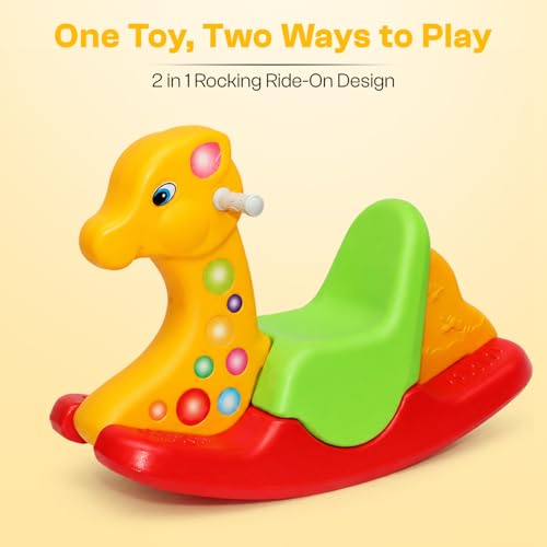 Image of Toyzone 2 in 1 Rocking Giraffe Ride On| Baby Rocker with Comfortable Seat & Back Support | Durable Child-Safe Design | Smooth Rocking Base | Indoor Play Toy | 1-4 Years