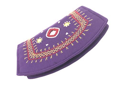 Image of SriShopify Girls Women's Cell Phone Holder Pocket Wallet Hand Purse Clutch Handmade Embroidery (7.5 Inch Beads and Threads Work, Purple Purse)