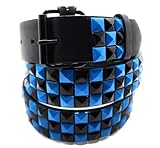 Deep Blue & Black Pyramid Studded Belt Punk (Small)