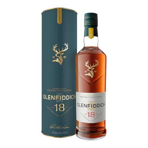 Glenfiddich 18 Jahre Single Malt Scotch Whisky mit Geschenkverpackung, 70cl - in Ex-Bourbon- & Oloroso Sherry-Fässern...
