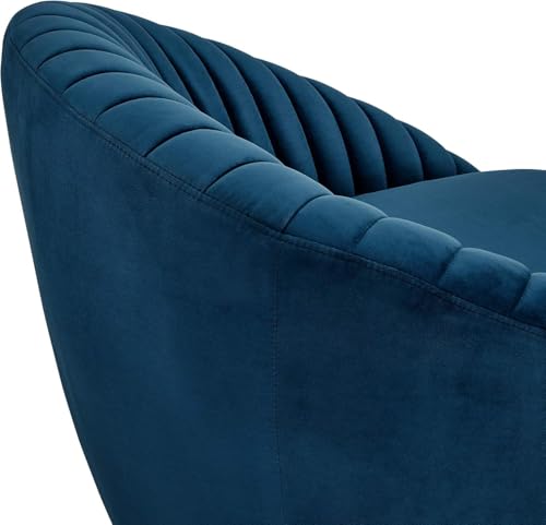 Image of Modern Accent Chair Single Seater Channel Tufted Round Shaped Fluffy Chair for Living Room, Bedroom, Apartment (Royal Blue)