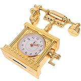 VALICLUD Retro Telefon Uhr aus ABS Realistische Vintage Telefon Dekoration in Gold Kleiner...