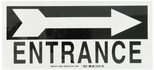 Panneau signalétique Entrée autocollant Brady 16,5 x 35,6 cm en polyester