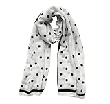 JERLA Women's Scarves Lady Light Soft Fashion Solid Scarf Wrap Shawl scarf (polka dot white