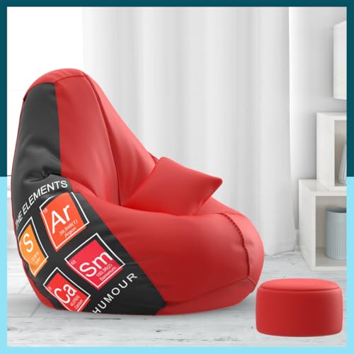Biggie Bean Bag Cover 4XL Bean Bag with Free Cushion/Footrest - Official : CozyQuilt Combo (Matching Color : Printed, The Elements of Sarcasm - Black Red)-image-24