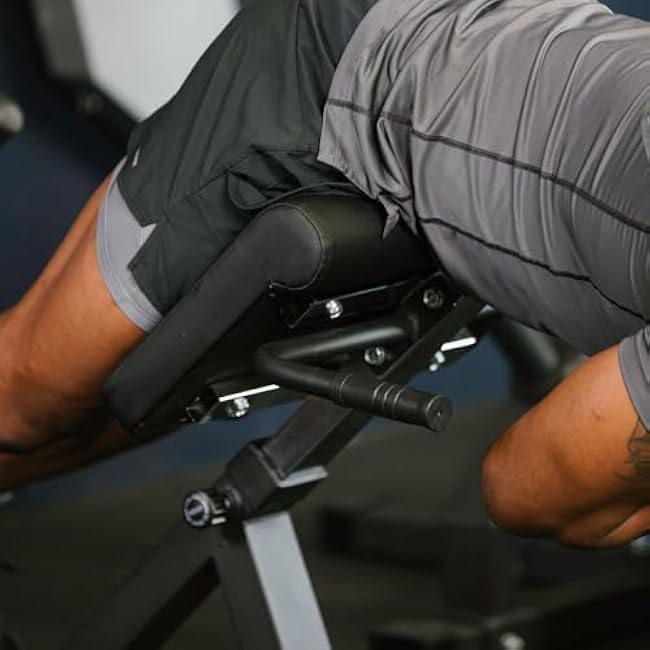 Titan Fitness Roman Chair Back Extension Machine, Adjustable Hyperextension Bench, Soft Durable Padding, Non-Slip Footplate, Adjustable Height, Home Gym Exercise Equipment