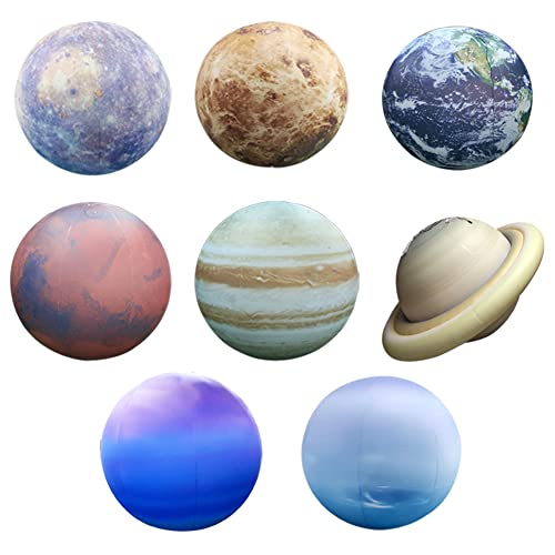 Vinfgoes Inflatable Space Planets Solar System Set- 8 Planets +Pluto+Sun And Moon-11 Pieces, Astronomy For Education Galaxy Space Theme Party Decoration (8 Balloons, 60 Inches)