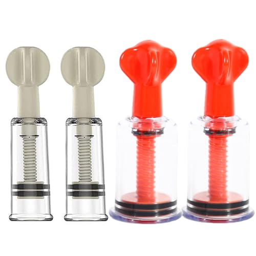 Jesakmie 4pcs 2Size Red White Nipplesuckers for Flat Inverted Nipples, Vacuum Pump Cup Nipple Corrector for Breastfeeding Mother or Women