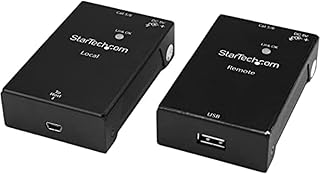 StarTech.com USB 2.0 Extender Over Cat5e/Cat6 Cable (RJ45) - Up to 165ft (50m) - High Speed USB Port Extender Adapter Kit - Powered - USB Over Ethernet Cable Extender - 480Mbps - Metal (USB2001EXTV)