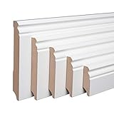 Weiße Sockelleisten Alt-Berliner Profil MDF Folie 60/80/100/120mm [SPARPAKET] 100mm - 20 Stück / 44lfm