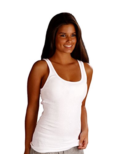 Sexy Basics Womens 6 Pack Stretch Ribbed Tank Tops (M 6-8, 6PK White)