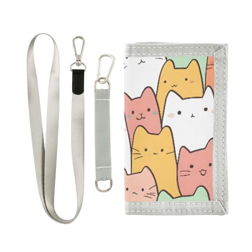 ALAZA Kids Wallets for Boys Girls Toddler Trifold Wallet Children Small Japanese Cat with Zipper Coin Pocket