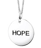 Amazon Collection Sterling Silver "Hope" Circle Pendant Necklace , 18"