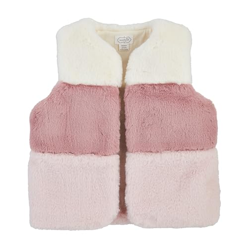 Mud Pie Girls Children Pink Color Block Fur Vest