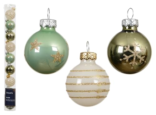 Weihnachtskugeln Glas mit Motiven 3cm 9er Set - kleine...
