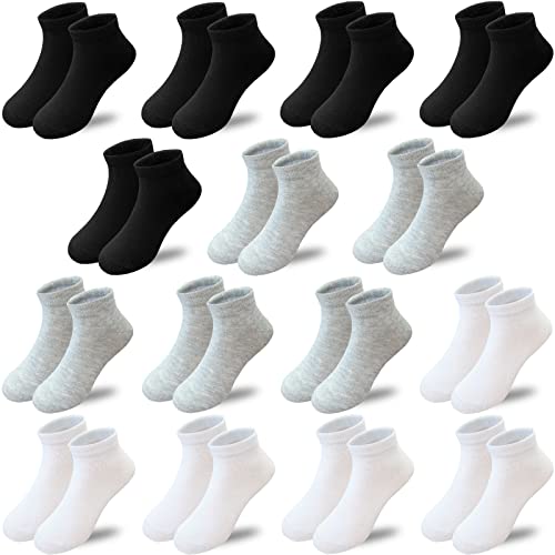 15 Pairs Kids Low Cut Socks Half Cushion Sport Ankle Athletic Socks for Boy Girl