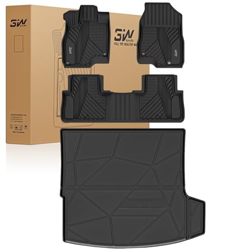 3W Floor Mats&Cargo Liner Fit Acura RDX 2019-2024 2025 2026 TPE All Weather Custom Fit Floor Liner for Acura RDX 1st and 2nd Row Full Set Car Liners Black