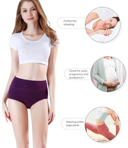 Image of wirarpa Women's Cotton Underwear High Waist Full Coverage Brief Panty Multipack